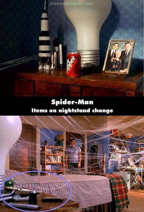 Phim Spider – Man, đồ vật trên chiếc tủ ở đầu giường ngủ đã bị thay đổi